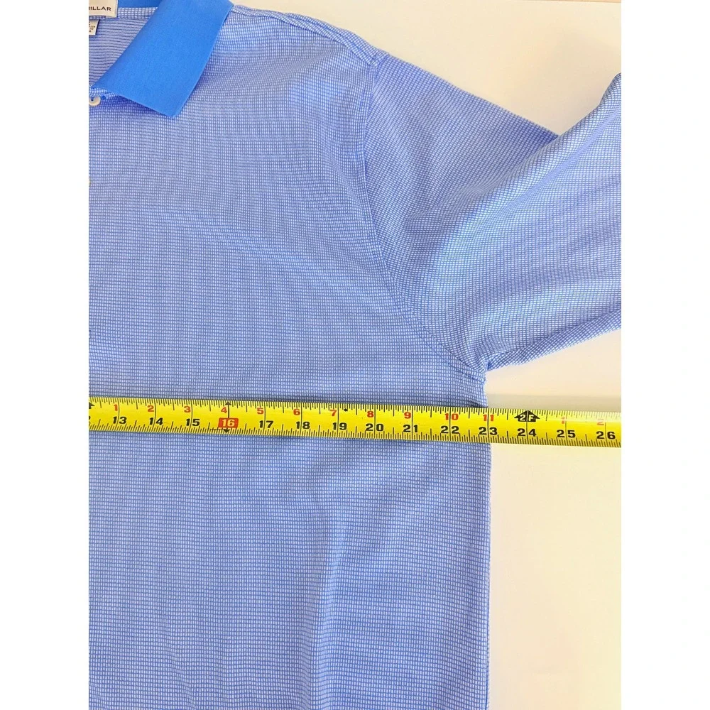 Peter Millar Mens XL Blue Geo Print Performance Polo Shirt Short Sleeve Golf - Picture 7 of 8